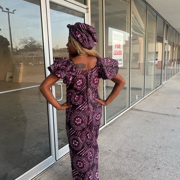 African Ankara women full length Maxi dress - Picture 4 of 7